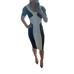 Maggy London Black and White Sheath Dress